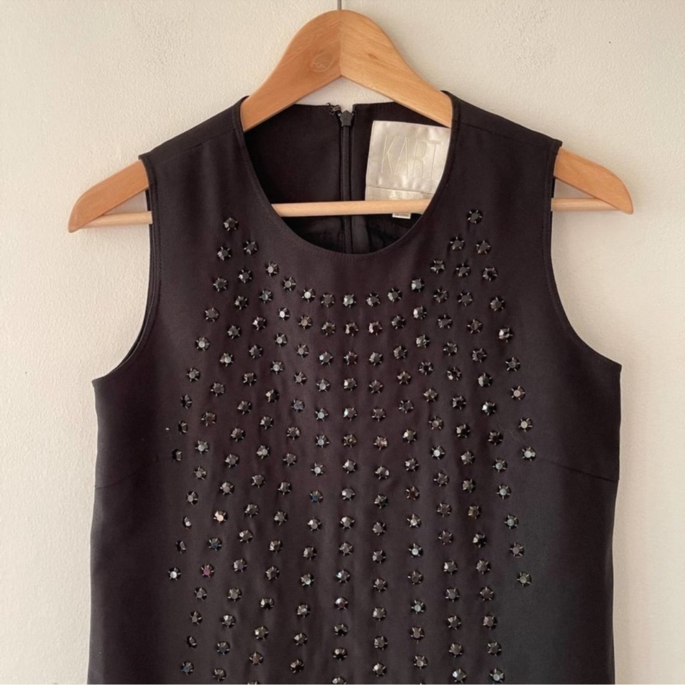 Anthropologie Karta Dress Womens Black Rhinestone Shift Sleeveless LBD Mediuk - Picture 3 of 10